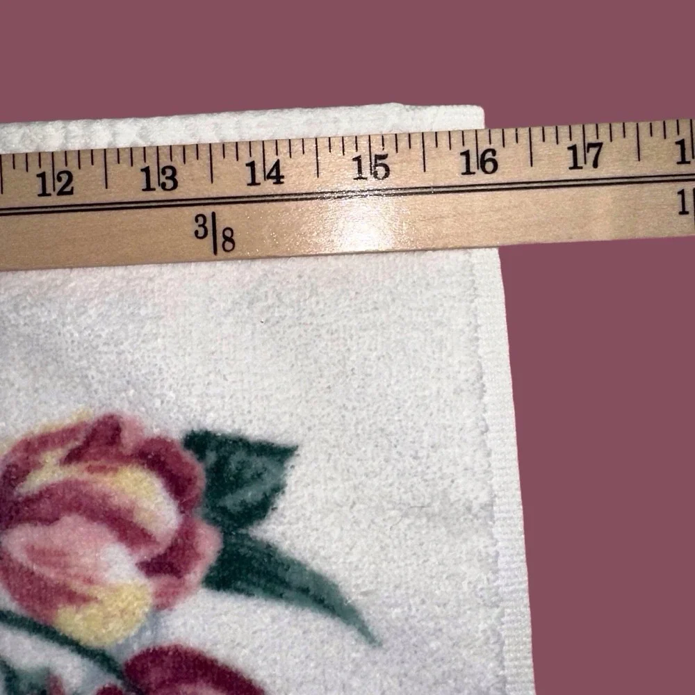 VTG Springmaid Made USA Hand Towel 90s Cottagecore Retro Pink Roses Blue Stripes